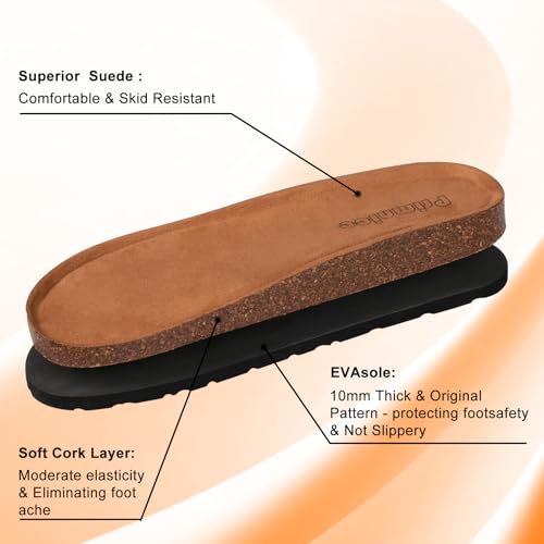 Women's Comfy Arch Support Cork Footbed Adjustable Knitting Straps Indoor and Outdoor Slides Sandals 5