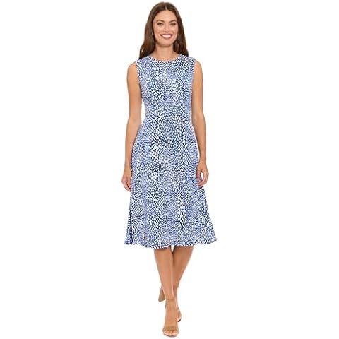 London Times Sleeveless Fit and Flare Midi Dress Cover