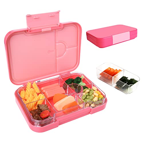 Bento Box Kinder Brotdose, Lunchbox mit 4+2 variablen Fächern, Robust und Auslaufsicher Brotzeitbox...