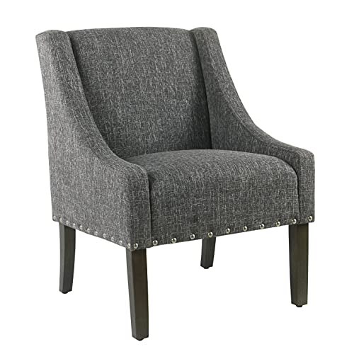 Homepop Home Decor | Upholstered Classic Swoop Arm Accent Chair | Accent Chairs for Living Room & Bedroom | Decorative Home Furniture, Slate Grey