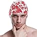 susiyo Red and White Hibiscus Floral Mens Swim Caps Polyester Swimming Hat for Adult and Youth