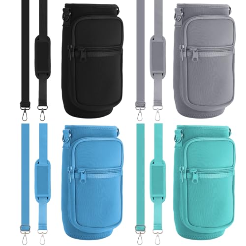Singhoow 4Pcs 32oz Water Bottle Holder Strap Water Bottle Strap Bag with Phone Holder Crossbody Cup Sling Sleeve Tumbler Accessories for Walking Hiking Camping Travel(Multicolor Style,Lovely Colors)