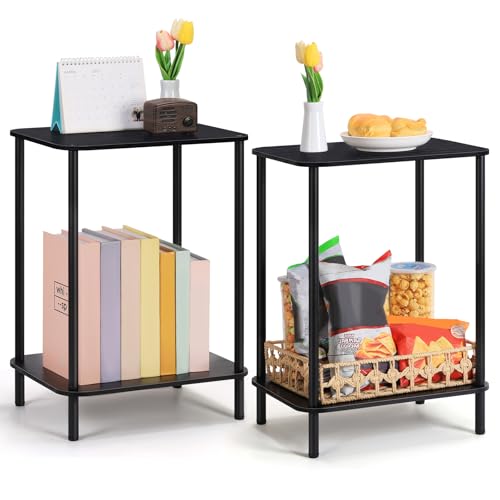 smusei Juego de 2 mesitas de noche, mesas auxiliares modernas de ...