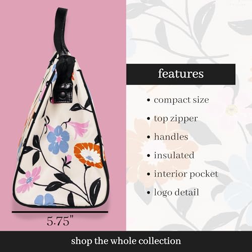 Image of kate spade new york Portable Soft Cooler Lunch Bag, Thermal Tote with Insulated Interior Lining and Storage Pocket, Lunch Tote for Women, Floral Garden