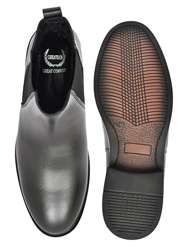 Image of GreaTech Men's Chelsea Boots | Premium Synthetic Leather Slip-On Formal Shoes for Men | Classic Ankle Boots with Anti-Slip Sole | Office, Party & Casual Wear