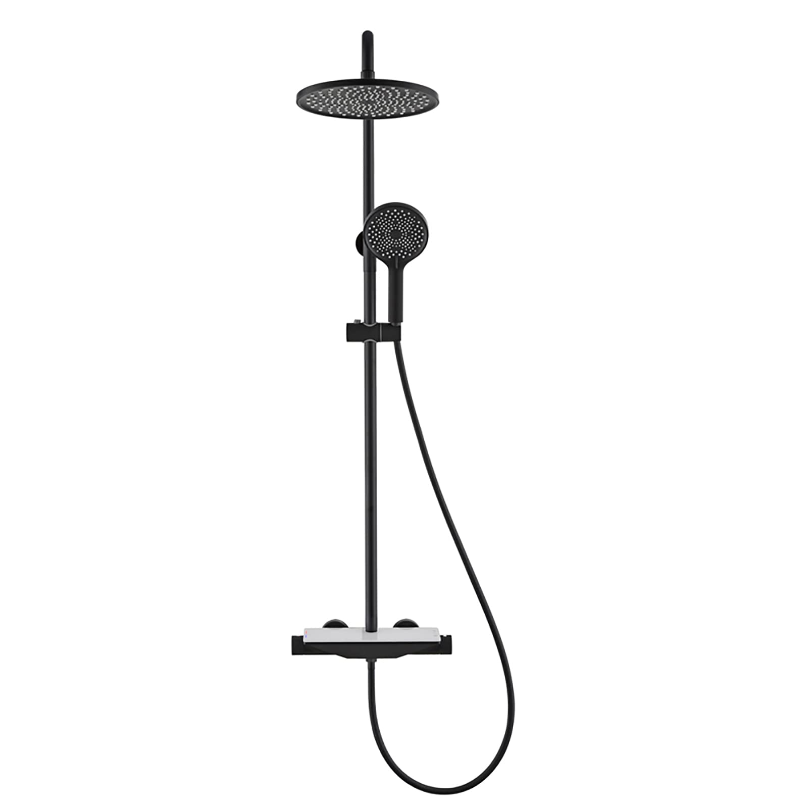 CWCQGH Rain Shower with 10 Inch Shower Head, Thermostatic Shower Faucet Set Wall Mount Shower Combo Set Brass Rain Mixer Shower with Waterfall Tub Spout, 3 Modes Handheld Shower,Black