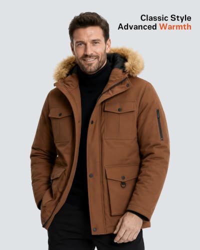 Wulcea Graphene Heated Jacket for Men Cargo Hooded Parka Winter Coat Insulated Waterproof 12V 18400mAh Large Capacity Battery - Image 3