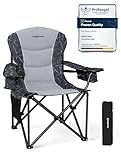 KingCamp Oversized Camping Chair Heavy Duty 450 LBS Folding Chair with Adjustable Lumbar Support & Built-in Cooler Bag, Fully Padded Ergonomic Camp Chairs for Adults Outdoor, Beach, Garden