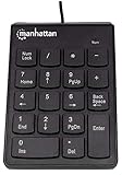 Manhattan Wired USB Numeric Keypad – 18 Full Size Keys & Ultra Slim Lightweight Ergonomic Number Pad Design - for Laptop, Desktop, Computer, PC – 3 Year Warranty - Black, 179911