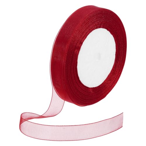 DMiotech 50 Yards Organza Ribbon 5/8 Inch Burgundy Color Chiffon Ribbon