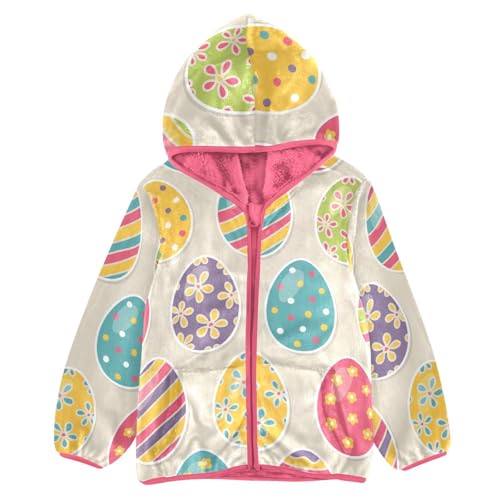 OTVEE Happy Easter Colorful Eggs Kids Hoodie Jackets Fall Spring Full Zip Warm Outwear Coat