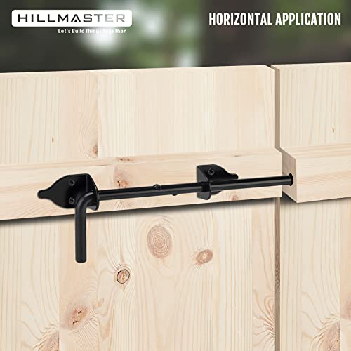 Image of HILLMASTER 12 inch Heavy Duty Cane Bolt Gate Drop Rod for Wood Fence, Steel Drop Bolts Cane Bolt Hardware for Wooden Gater and Holding Doors, Black Finish,2 Pack
