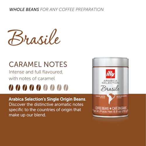 illy Coffee Beans, Luxury Arabica Coffee Beans Selection, Brazil, Pack of 6 x 250 g