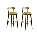 Barhocker, 2er Set Holzrahmen Barhocker Mit Rückenlehne Nordischer Stil Frühstückshocker Zum Cafe Küche (Farbe : Grün)