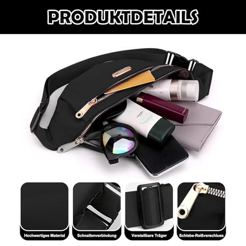 Bauchtasche für Damen und Herren Gürteltasche Verstellbarer Gurt Hüfttasche, Bauchtasche Damen Stylisch, Lässige Stylisch Hüfttasche für Camping Wandern Fitness Fahrrad Reisen – Bild 5