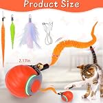 BABORUI Interactive Cat Toy Ball - Automatic Interactive Cat Toys for Indoor Cats with 3 Tails, 2 Speeds Rechargeable Enrichment Toys for Small/Medium/Large to Keep Them Busy (Orange) - Image 5