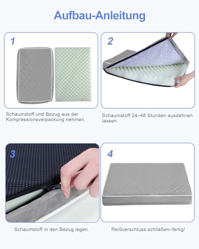 KSIIA Orthopädisches Hundebett Grosse Hunde, Hundekissen 104x68x8cm, Hundematte Waschbar, Hundematratze Abnehmbar, Grau