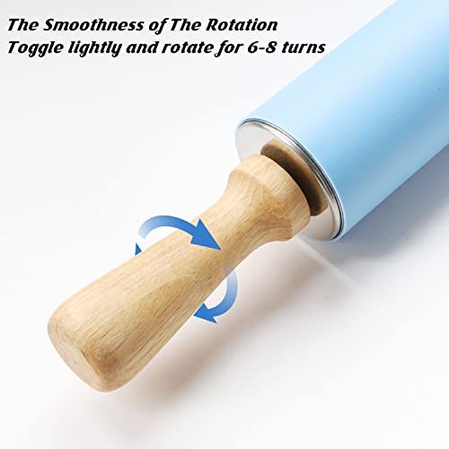 Honglida 15-Inch Silicone Rolling Pin For Baking, Non-Stick Surface And Comfortable Wood Handles #TOP3