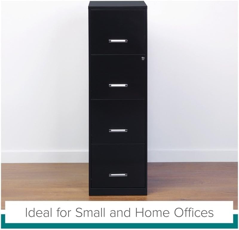 Miniatura 4 de Pemberly Row Archivador de metal de acero moderno con 4 cajones de 18 pulgadas de profundidad, color negro