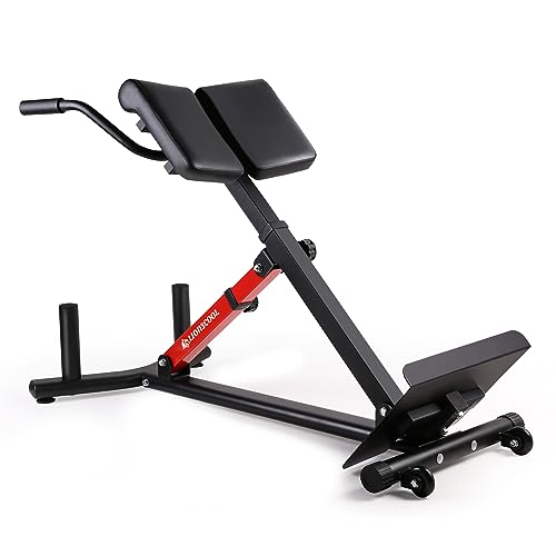LIONSCOOL Heavy-Duty Adjustable Roman Chair - Back Extension Bench with Multiple Adjustment Functions- Hyperextension Bench Perfect for Home Gym (RED
