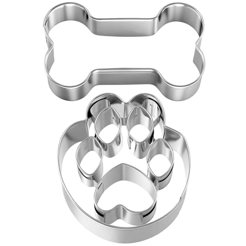 Bone & Paw Print Cookies Cutters Set,Paw Print Cookie Cutter Stai...