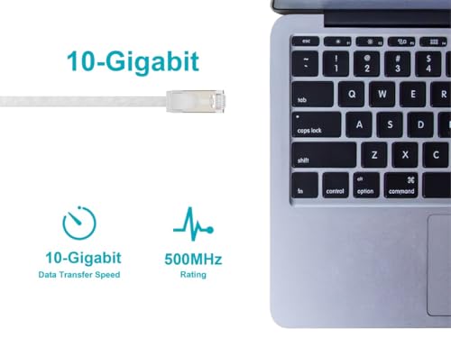 Cable Ethernet Monoprice Cat6A plano de 14 pies blanco miniatura 4