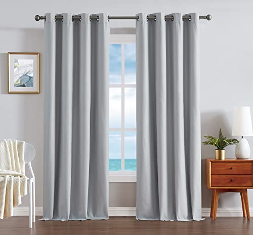 Nautica Home – Providence Ultimate Blackout Classics Curtains and Drapes | Thermal Privacy Drapes Bedroom or Living Room Curtains | Set of 2 Textured Panels | 52" x 63" | Light Grey