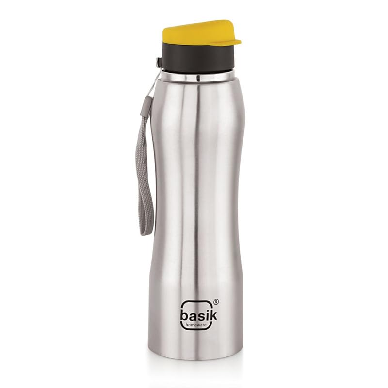 BASIK HydroBot 1000 Stainless Steel Water Bottle ml, Yellow