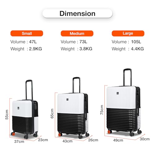 Image of Nasher Miles Istanbul Hard-Sided Durable Luggage Set of 2 | 55cm & 65cm | 8 Wheels Small & Medium Trolley Bag for Travel | Suitcase (Black White)