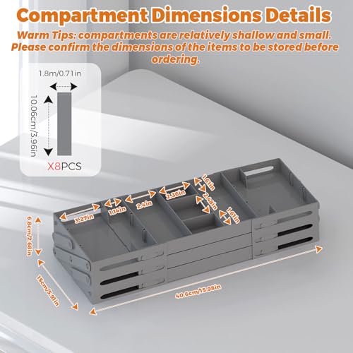 Organiseur de tiroir extensible 3 niveaux gris multi-usage pour petits objets - 6