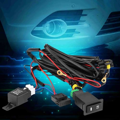 Universal 12V LED Fog Light Switch Wiring Harness Kit with Relay, On/Off Control for Car