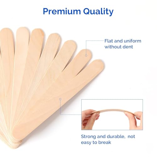 Image of Dr Care Sterile Wood Tongue Depressors, 6 Inch, Disposable Wooden Spatulas for Dental Clinics, Waxing, Hair Removal (400)