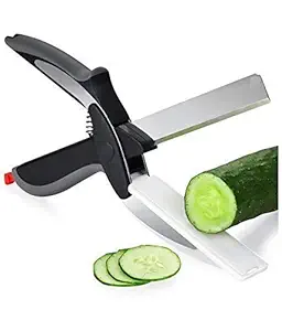 GANESH TIME Clever Cutter- 2 in 1 Food Chopper/Slicer/Dicer Vegetable and Fruit Cutter Kitchen/Scissors Knife Board