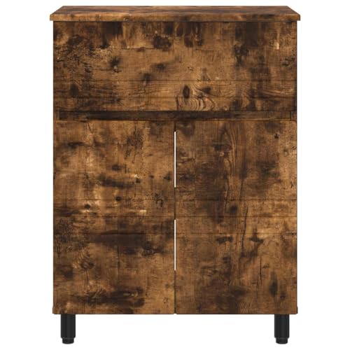 Mueble de baño de roble ahumado de 60x35x80 cm con puerta reversible 6