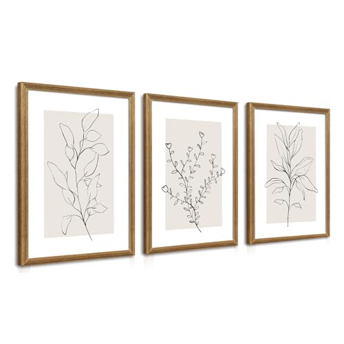 WRFON Framed Botanical Wall Art Set of 3, 12x16 Minimalist