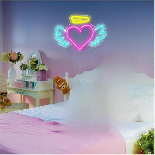 Néon LED Heart Wings dimmable intensité réglable pour décoration murale - 3