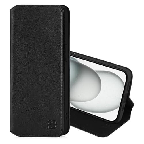 32nd Classic Series 2.0, Real Leather Book Wallet Flip Case Cover For Apple iPhone 15 (6.1"), With RFID Blocking Card Slot