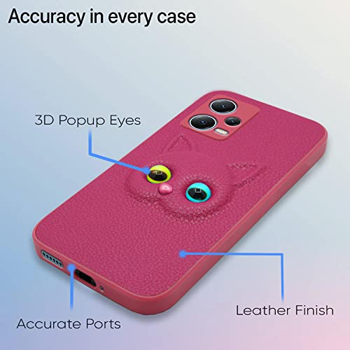 Image of Pikkme Redmi Note 12 Pro Plus 5G Back Cover for Girls | Cute Cat Leather Finish | Soft TPU | Case for Redmi Note 12 Pro Plus 5G (Pink)