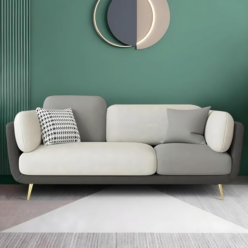KANABA CRAFTS Luxury & Modern Velvet Comfortable Sofa with Cushion Chaise Lounge Sectional Sofa Ideal for Living Room and Bedroom, Visitors' Home, and Office-(3 Seater Dark Grey & Cream).