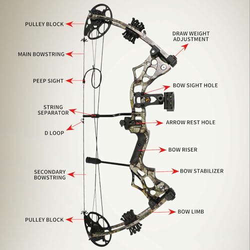 Compound Bow and Arrow Set for Adults Archery Shooting Bow Adjustable 30-65lbs Composite Bow Combination 19.5\"-30\" Draw Length Hunting Equipment - Thumbnail 2
