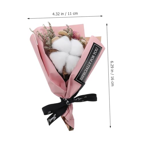 Ramo de flor de algodón seco decoración natural rosa miniatura 6