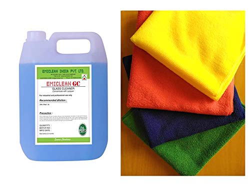 Emiclean GC 5 ltr & Microfiber Combo: Glass cleaner Concentrate makes 250ltr with 4 microfiber cloth set lint free-image-33