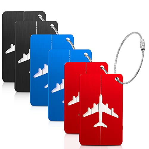 Gepäckanhänger, Kofferanhänger, Flugzeugreise-Gepäckanhänger, Aluminium-Kofferanhänger, Handtasche, Schultasche (Schwarz Rot Blau) Cover