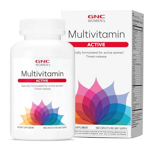 GNC Womens Active Multivitamin Clinically Proven for Nutrition Exercise Recovery Energy Production Bone Health Beauty Immune Biotin Iron Zinc 180 Caplets