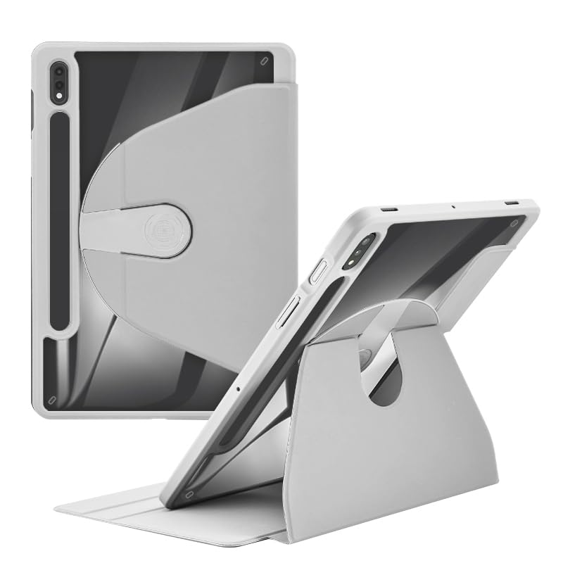 Étui Samsung Galaxy Tab A7 Lite 8.7 rotatif 360 avec porte-crayon gris