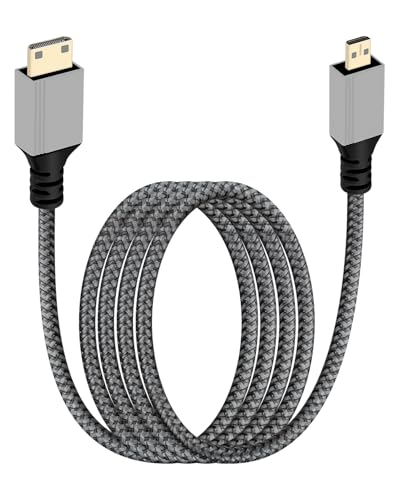 YANBORONSN Kabel Micro HDTV do Mini HDTV 4K@60Hz, kabel Mini Male do Micro Male 2.0 w oplocie, kabel 18 Gbps typu D do typu C do monitorów, projektorów (1,8m)