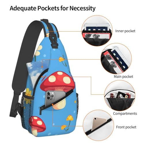 Bolso bandolera Cute Sewant Mushrooms para mujer y hombre miniatura 4