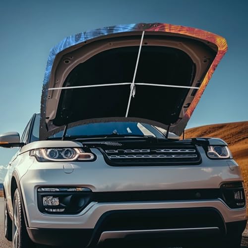 Image of Water Fire Wolf Car Hood Cover Polyester Elastic Fabrics Can be Washed Suitable for Large SUV and Pickup Trucks