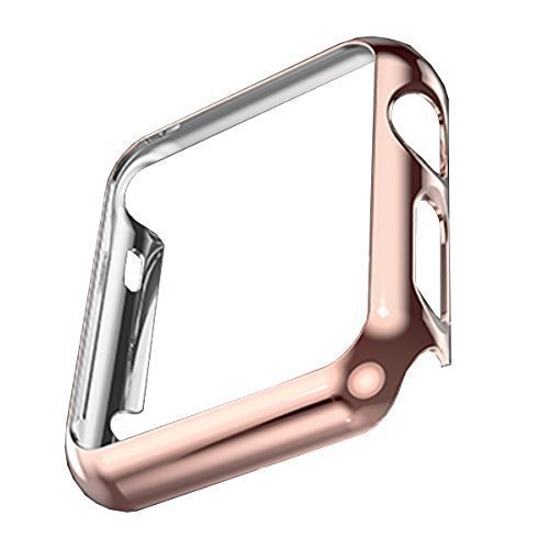 Apple Watch Case, HuanlongTM Apple Watch PC Plated Cover Case Slim Premium Super / Exact Fit / Plastic Cover Snap On Hard Protective Case for Apple Watch (Rose gold 38mm)