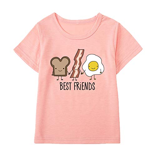 Image of Best Friends Girls Boys Casual Tshirts Funny Novelty Graphic Tees Short Sleeve Crewneck Letter Print Tops
